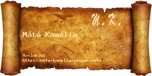 Máté Kamélia névjegykártya